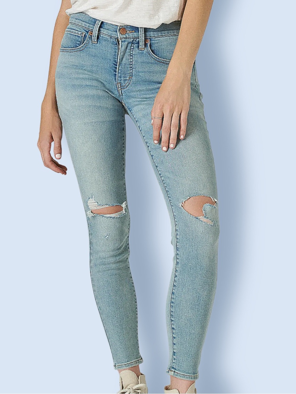 Lucky Brand Ava Skinny Jeans NWT 25 Light Wash Distressed Campus Denim BTC